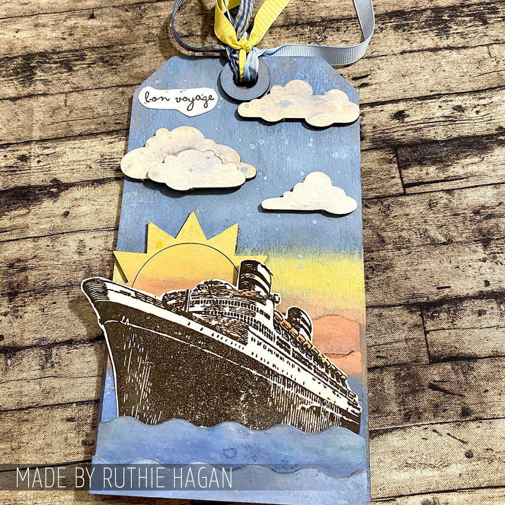 Stampers Anonymous Ocean Horizon Laser Cut Boards orn02 cruise ship clouds tag ruthie hagan