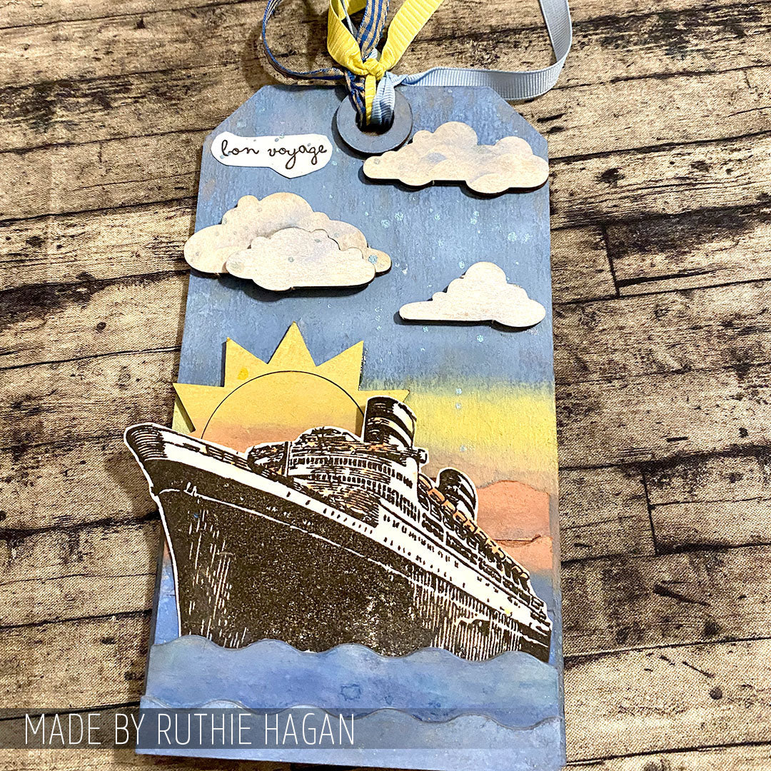 Stampers Anonymous Ocean Horizon Laser Cut Boards orn02 cruise ship clouds tag ruthie hagan
