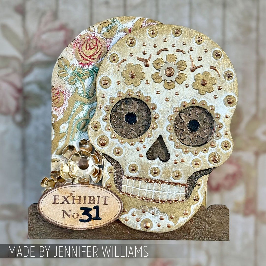 Stampers Anonymous Sugar Skull Laser Cut Boards orn04 flowers skull board jennifer williams