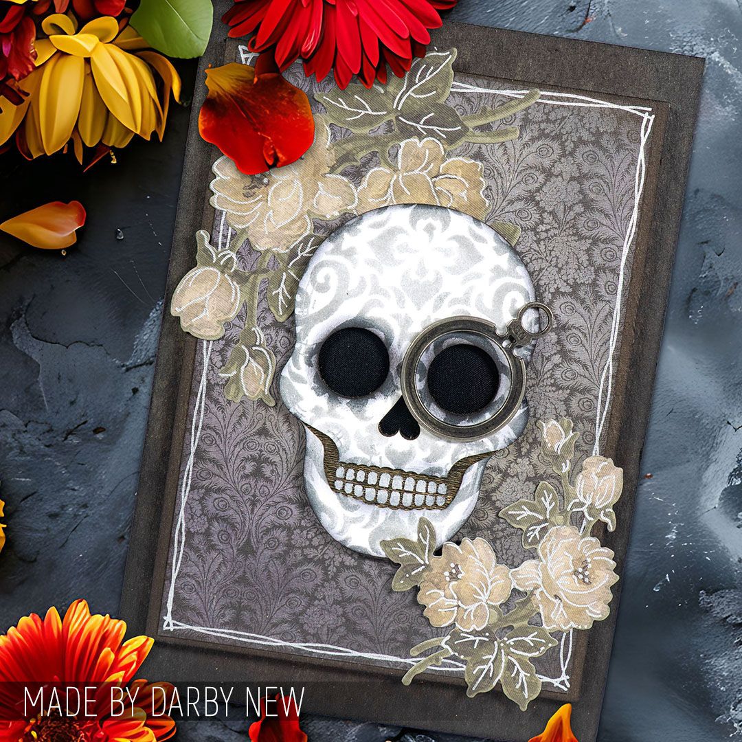 Stampers Anonymous Sugar Skull Laser Cut Boards orn04 monacle skull card darby new