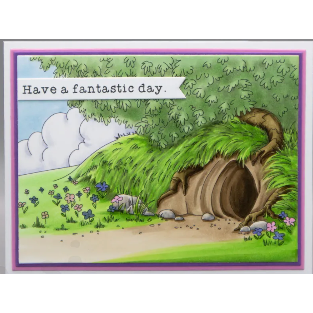 Stamping Bella Alice in Wonderland Rabbit Hole Backdrop Cling Stamp eb1383 fantastic day