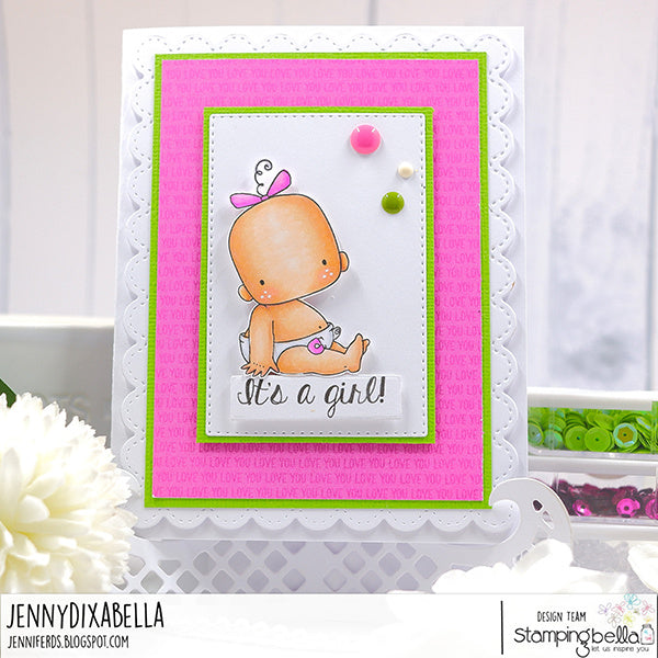 Stamping Bella Baby Boy and Girl Cling Stamps eb1359 it's a girl