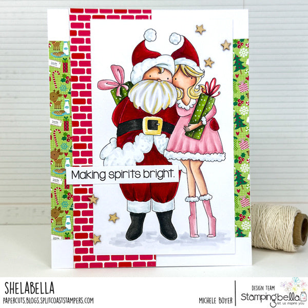 Stamping Bella Be Merry Sentiment Set Cling Stamps eb1411 santa