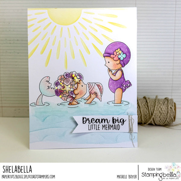 Stamping Bella Beach Bundle Girl Mermaid's Gift Cling Stamps eb1479 dream big little mermaid shelabella
