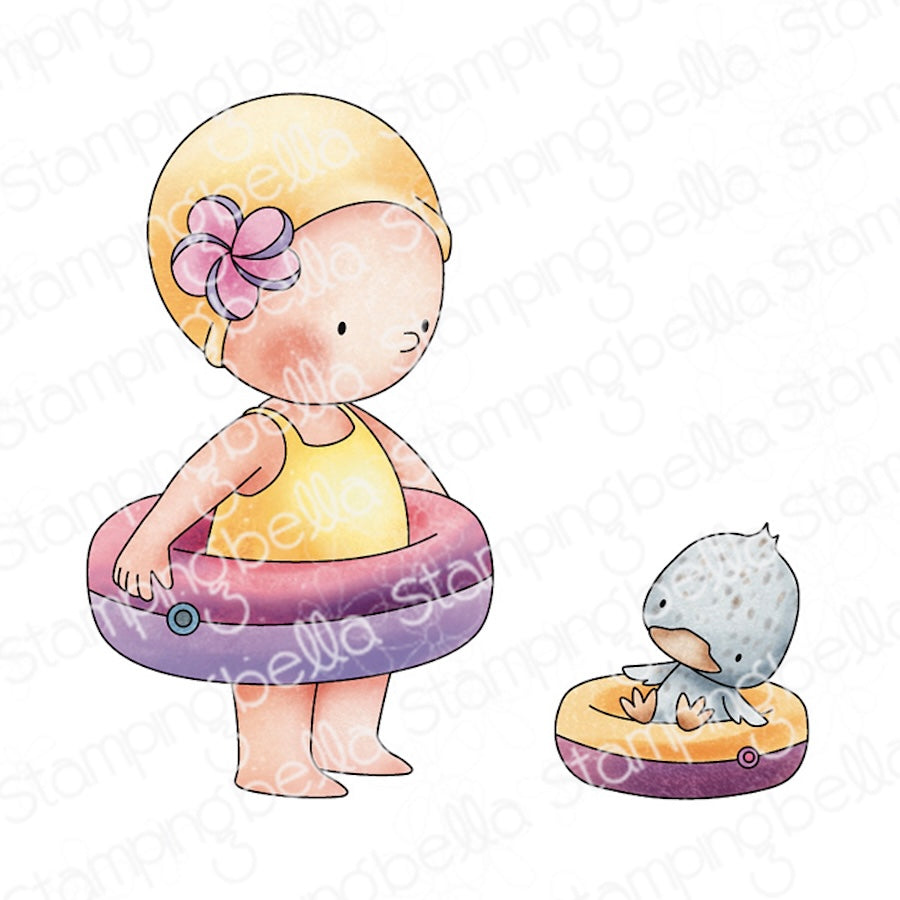 Stamping Bella Beach Bundle Girl with a Floatie Cling Stamps eb1385