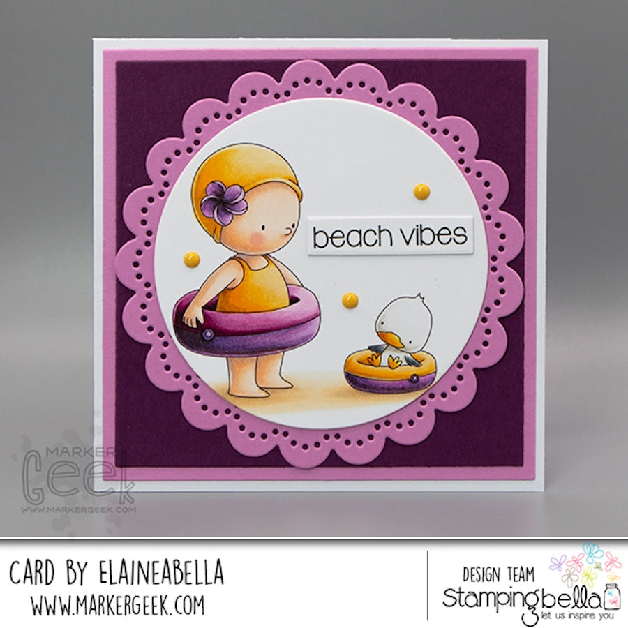 Stamping Bella Beach Bundle Girl with a Floatie Cling Stamps eb1385 floatie