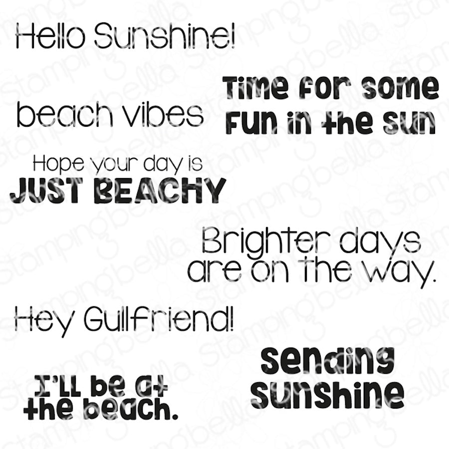 Stamping Bella Beach Vibes Sentiment Cling Stamps eb1401