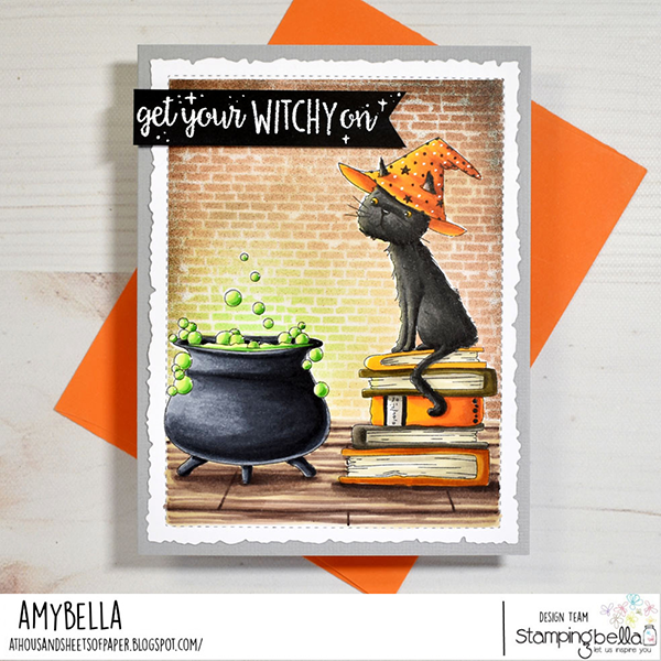 Stamping Bella Black Cat Magic Cling Stamps kf1349 cauldron