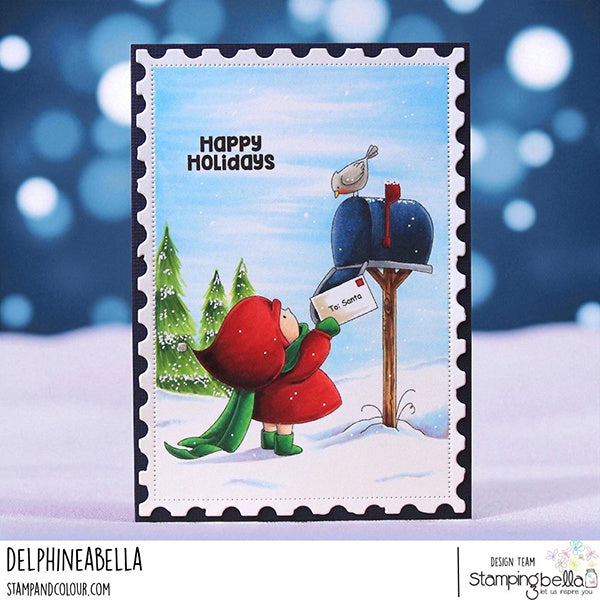Stamping Bella Bundle Girl Sending a Letter to Santa Cling Stamp eb1413 happy holidays