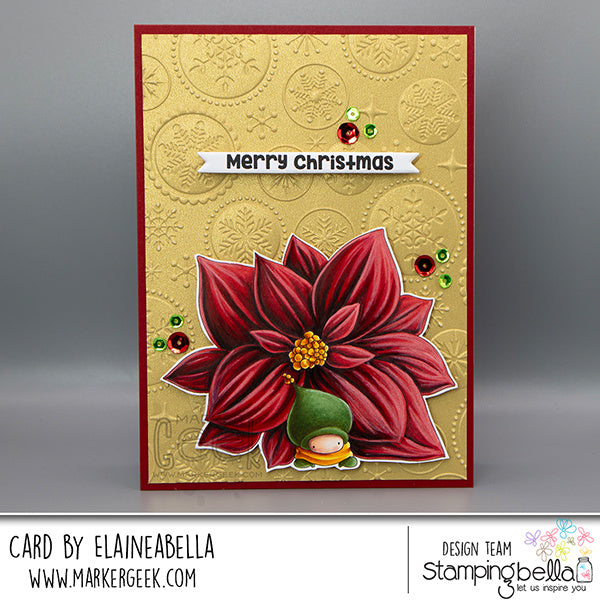 Stamping Bella Bundle Girl with Poinsettia Cling Stamp eb1414 christmas