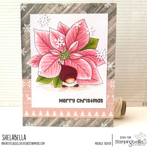 Stamping Bella Bundle Girl with Poinsettia Cling Stamp eb1414 flower