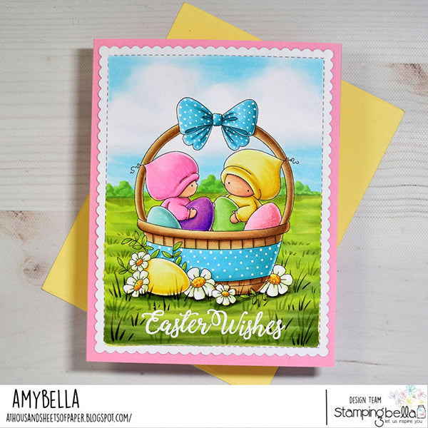 Stamping Bella Bundle Girls in the Easter Basket Cling Stamp eb1369 easter wishes