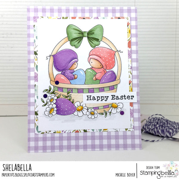 Stamping Bella Bundle Girls in the Easter Basket Cling Stamp eb1369 happy easter