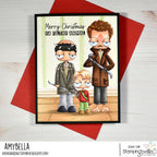 Stamping Bella Christmas Alone Oddballs Cling Stamps eb1488 curly hair brown jacket black hat christmas card