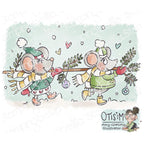 Stamping Bella Christmas Mice Carrying the Tree Cling Stamp ag1343 1