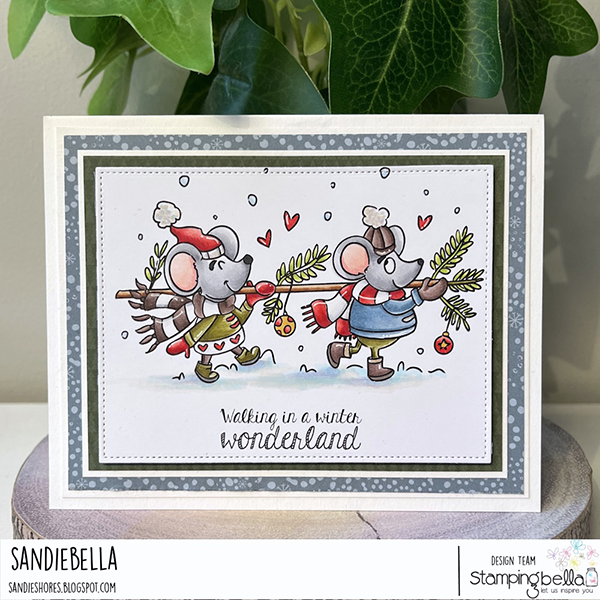 Stamping Bella Christmas Mice Carrying the Tree Cling Stamp ag1343 winter wonderland