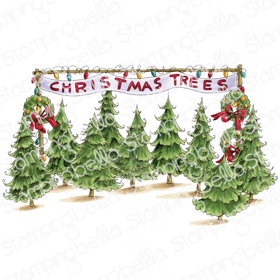 Stamping Bella Christmas Tree Lot Backdrop Cling Stamp eb1500