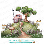 Stamping Bella Cottage on the Hill Cling Stamp kf1308