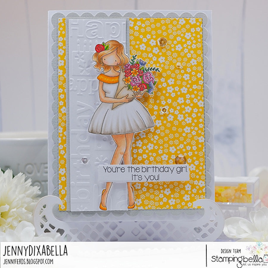 Stamping Bella Curvy Girl Can Buy Herself Flowers Cling Stamp eb1390 birthday