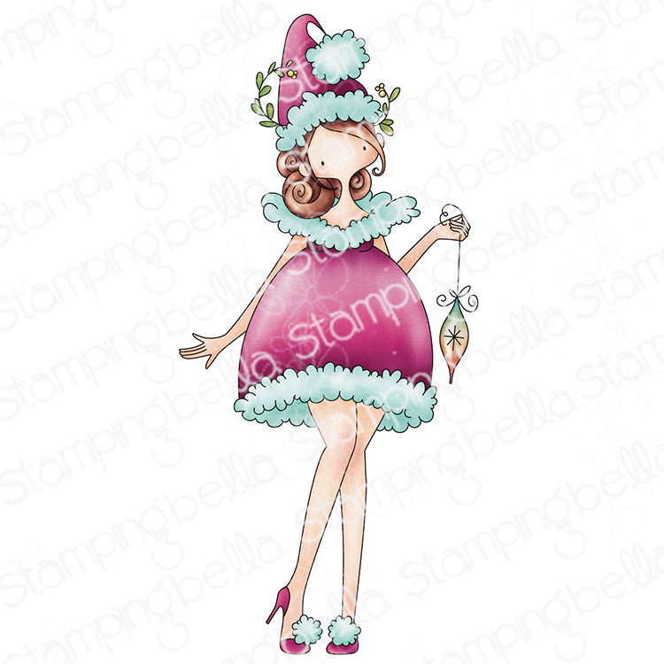 Stamping Bella Curvy Girl Feels Festive Cling Stamp eb1415
