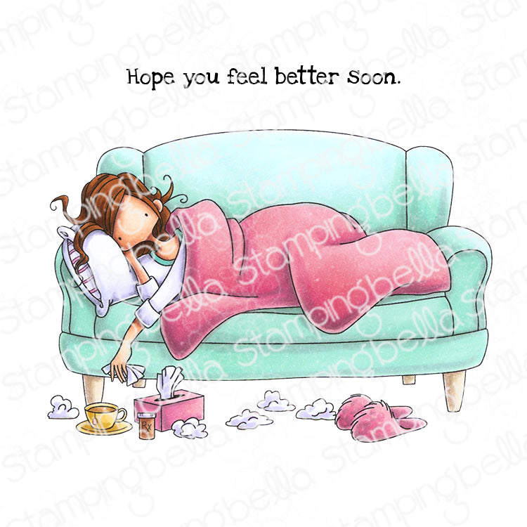 Stamping Bella Curvy Girl Get Well Soon Cling Stamps eb1462
