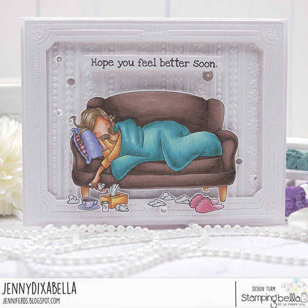 Stamping Bella Curvy Girl Get Well Soon Cling Stamps eb1462 blanket