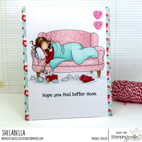 Stamping Bella Curvy Girl Get Well Soon Cling Stamps eb1462 couch