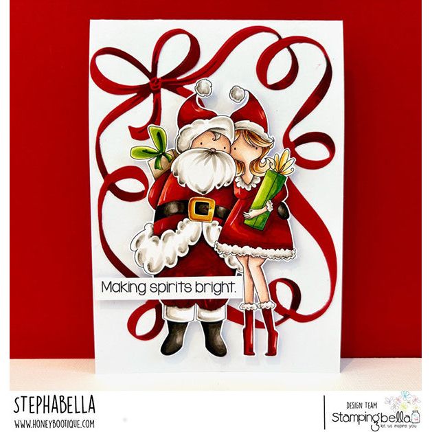 Stamping Bella Curvy Girl loves Santa Cling Stamp eb1416 ribbons