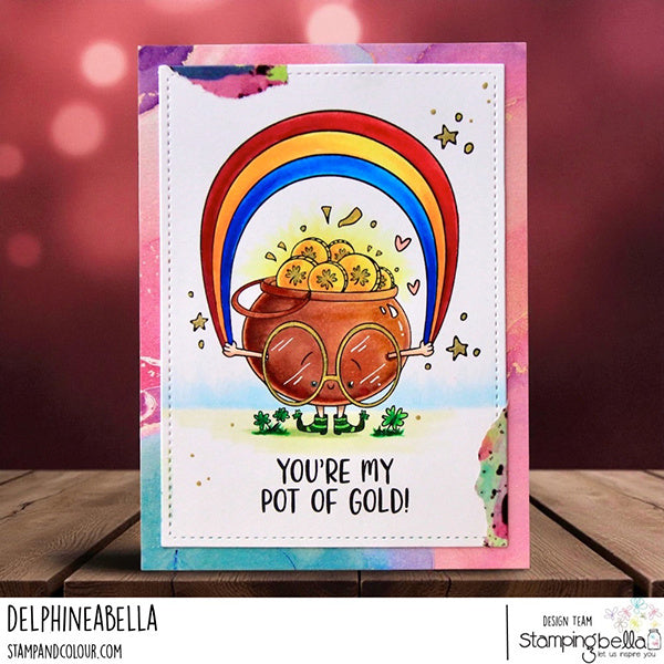 Stamping Bella Good Luck Sentiment Set Cling Stamps eb1459 gold