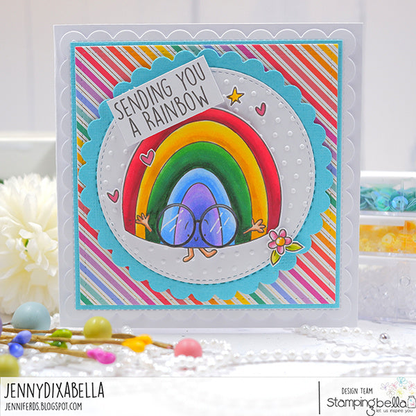 Stamping Bella Good Luck Sentiment Set Cling Stamps eb1459 rainbow