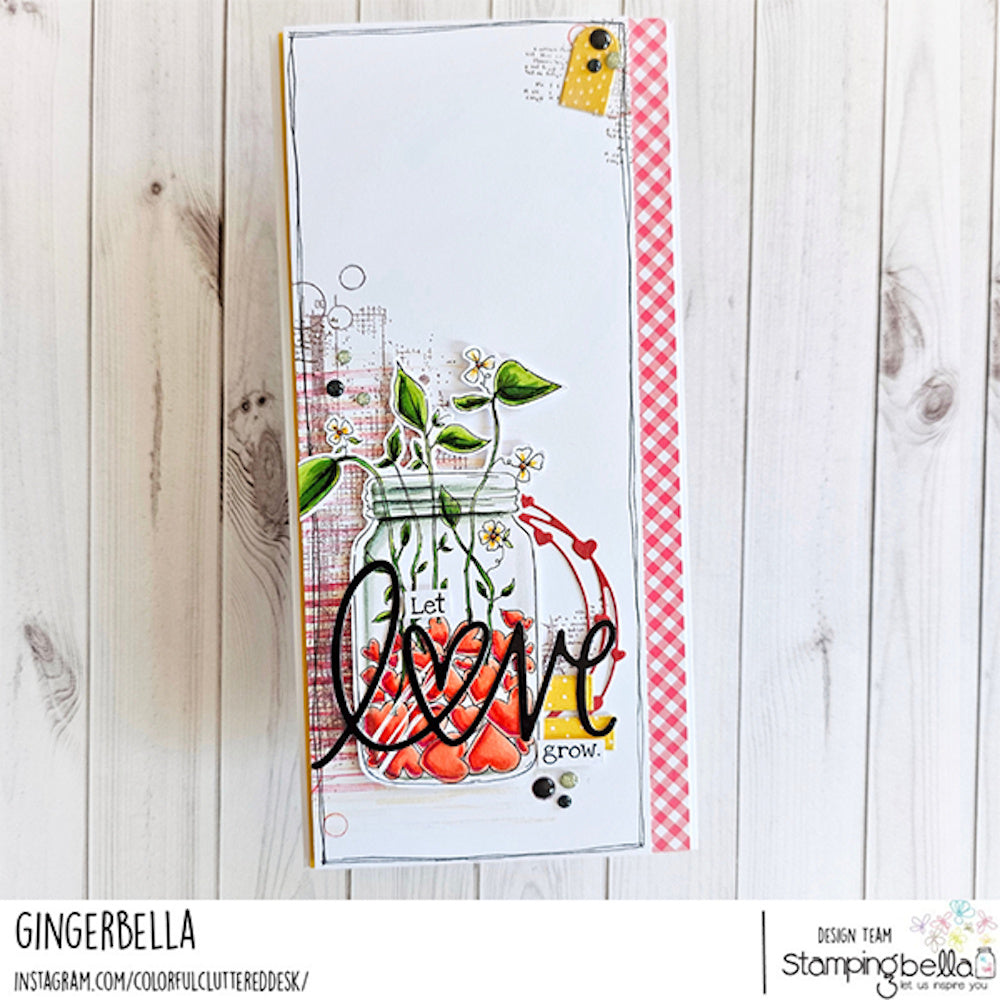 Stamping Bella Jar of Seeded Hearts Cling Stamp kf1311