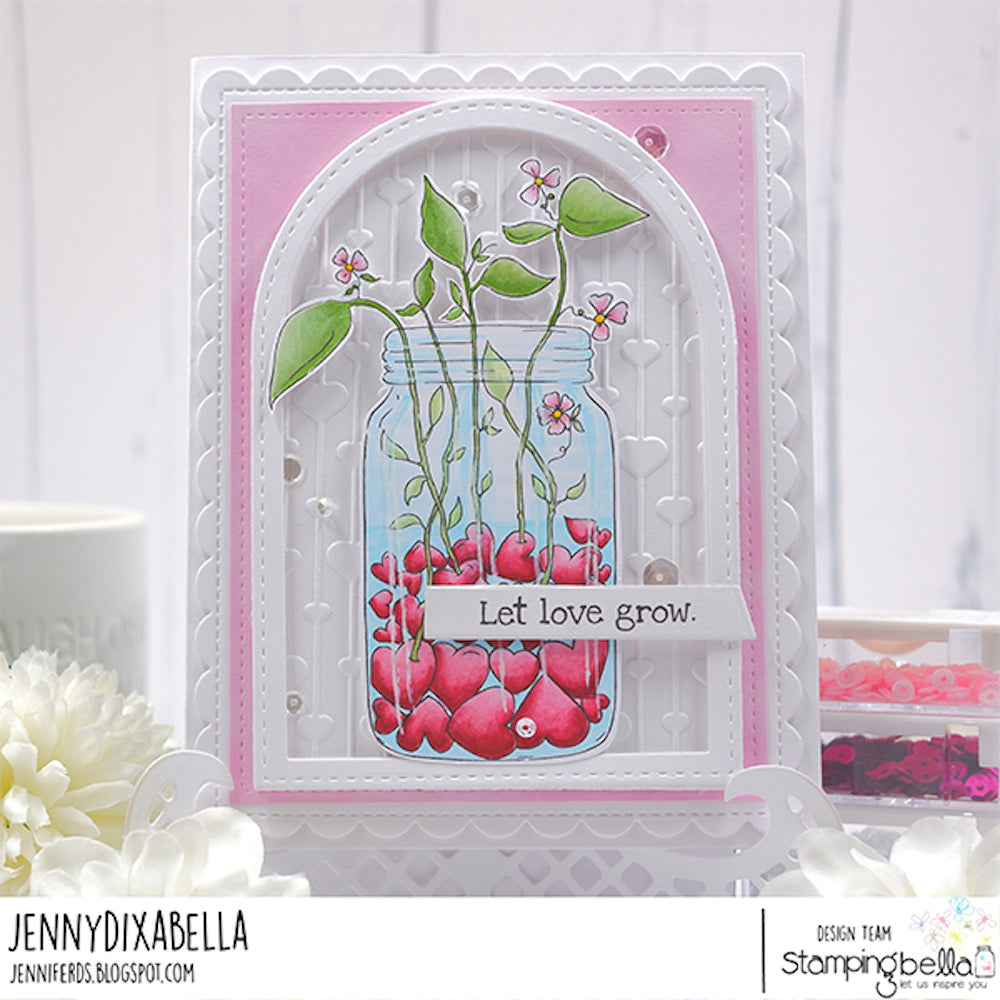 Stamping Bella Jar of Seeded Hearts Cling Stamp kf1311