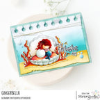 Stamping Bella Little Cutie Mermaid in a Clam Shell Cling Stamp eb1325*