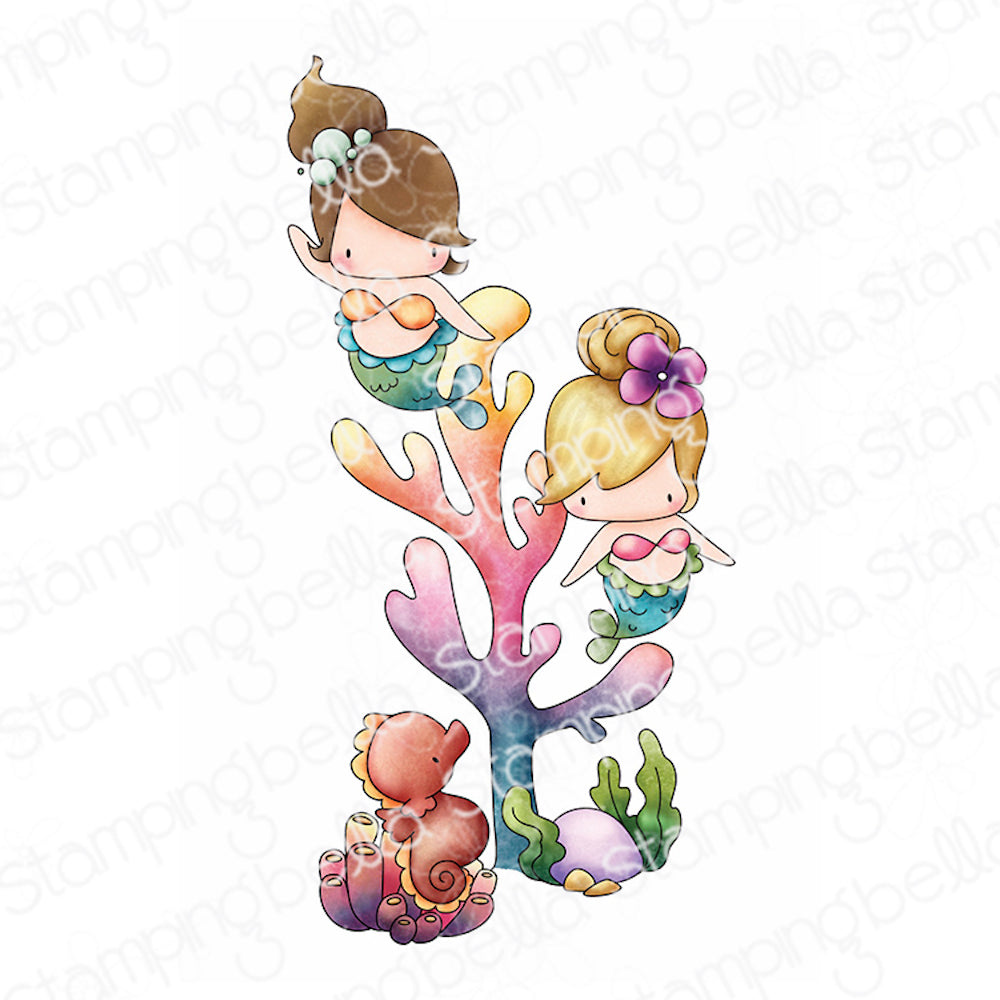 Stamping Bella Little Cutie Mermaids and Seahorse Cling Stamp eb1327