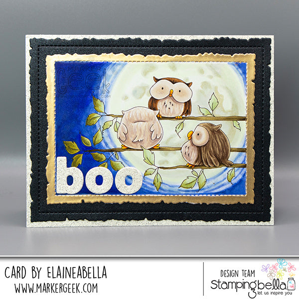 Stamping Bella Little Owl Trio Cling Stamp eb1422 boo