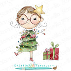 Stamping Bella Lunettes Christmas Girl Cling Stamps kf1358 1