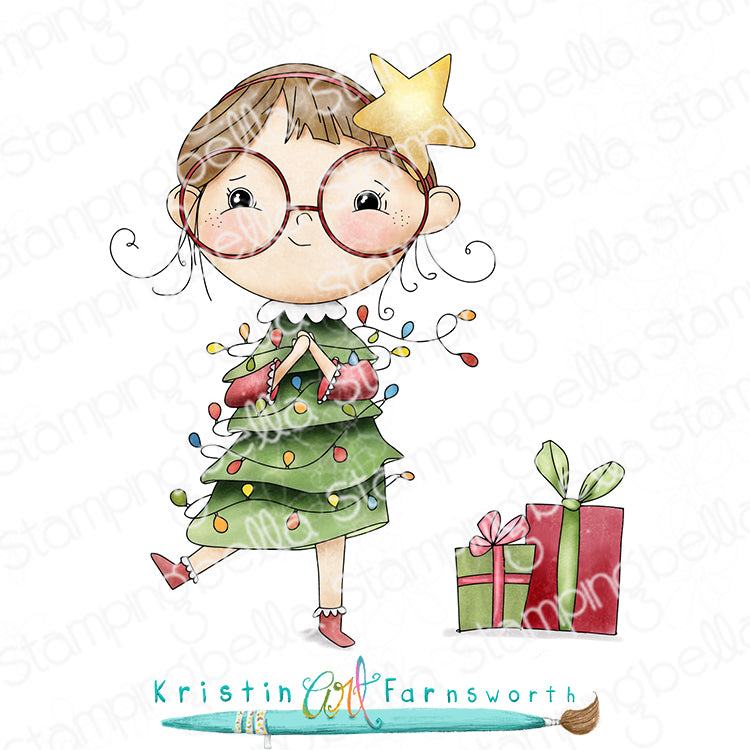 Stamping Bella Lunettes Christmas Girl Cling Stamps kf1358 1