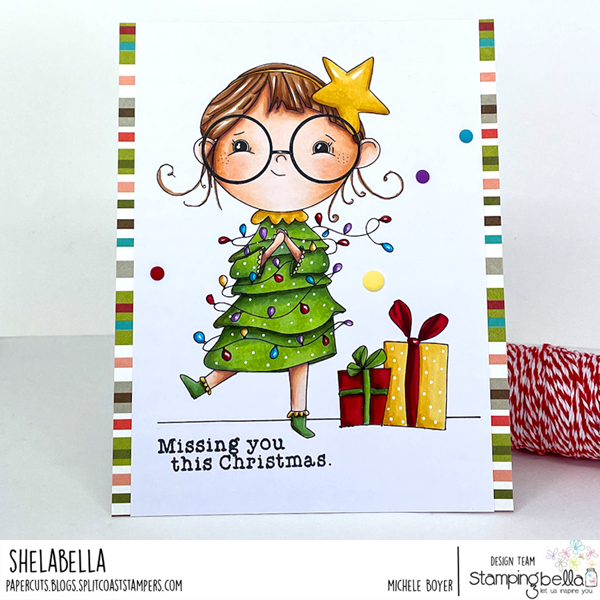 Stamping Bella Lunettes Christmas Girl Cling Stamps kf1358 miss you