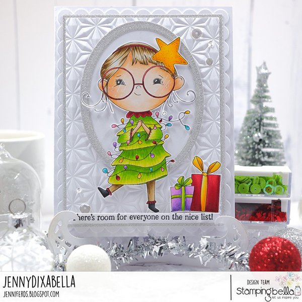 Stamping Bella Lunettes Christmas Girl Cling Stamps kf1358 presents