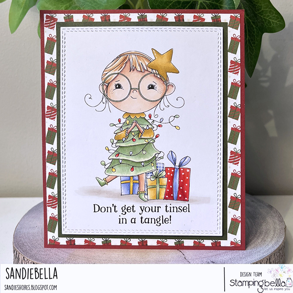 Stamping Bella Lunettes Christmas Girl Cling Stamps kf1358 tinsel