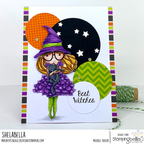 Stamping Bella Lunettes Witchy Cling Stamp kf1354 purple dress