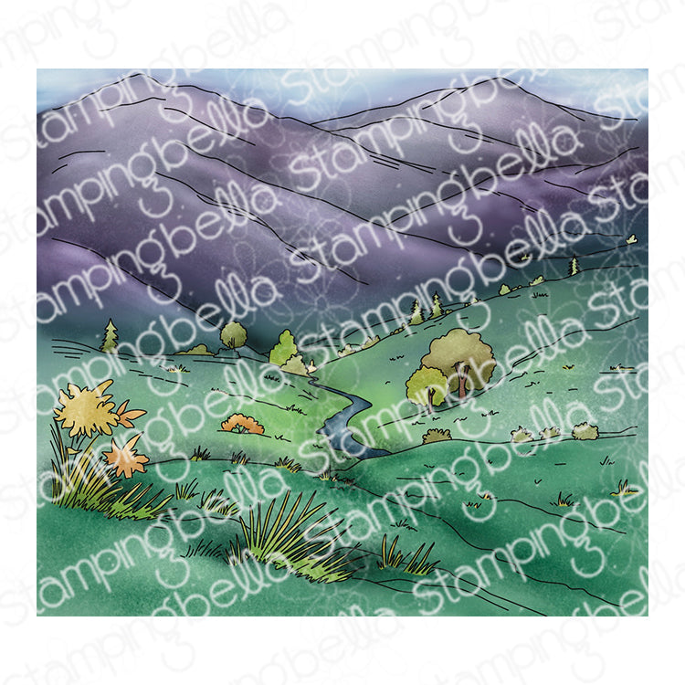 Stamping Bella Mountain View Backdrop Cling Stamp eb1458