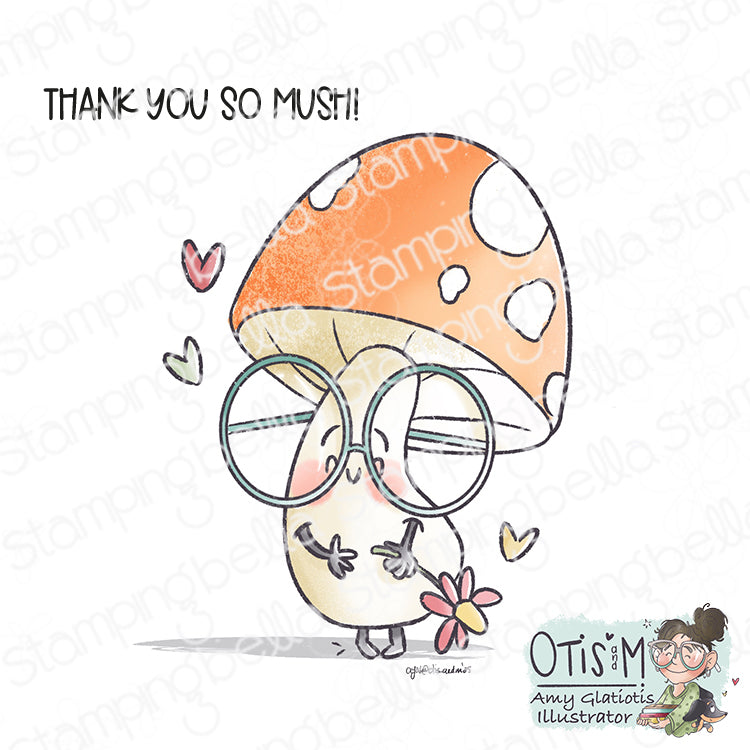 Stamping Bella Mushroom with Flower Cling Stamps ag1440