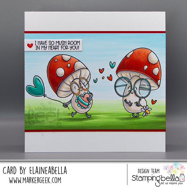 Stamping Bella Mushroom with Flower Cling Stamps ag1440 mushroom