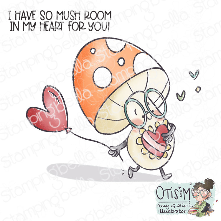 Stamping Bella Mushroom with Heart Balloon Cling Stamps ag1439