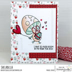Stamping Bella Mushroom with Heart Balloon Cling Stamps ag1439 balloon