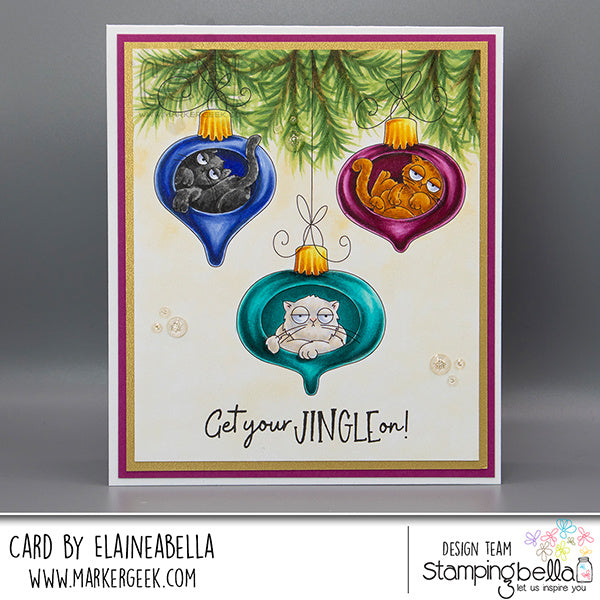 Stamping Bella Oddball Bauble Cats Cling Stamps eb1425 jingle