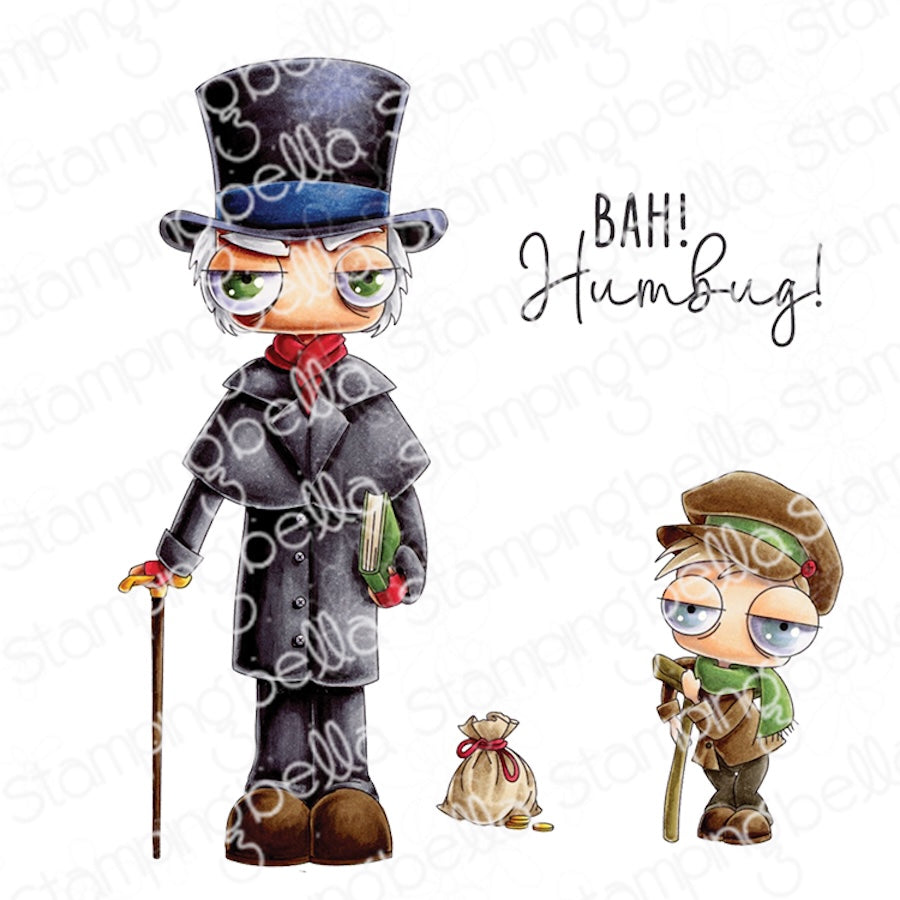 Stamping Bella Oddball Ebenezer Scrooge and Tiny Tim Cling Stamps eb1489