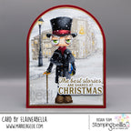 Stamping Bella Oddball Ebenezer Scrooge and Tiny Tim Cling Stamps eb1489 snow lamp post man with cane christmas card