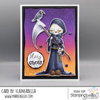 Stamping Bella Oddball Grim Reaper Cling Stamps eb1490 green pearls crow yellow eyes hey ghoul card